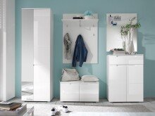 Garderobenpaneel >Suzette< in weiß-glänzend aus MDF - 80x119x30cm (BxHxT)