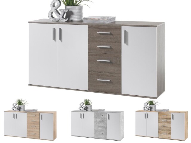Kommode >Freida< in Weiß - 160x82x35cm (BxHxT)