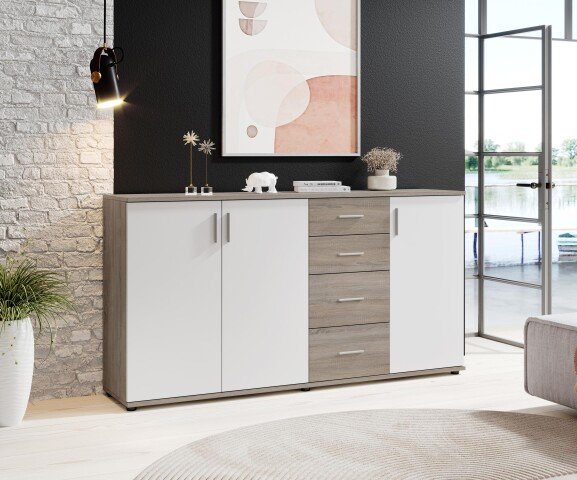 Kommode >Freida III< in Sonoma dunkel - 160x82x35cm (BxHxT)