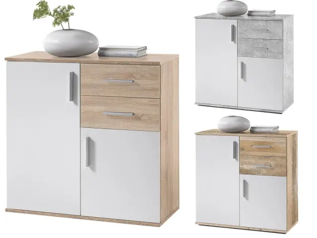 Kommode >Freida< in Weiß - 80x82x35cm (BxHxT)