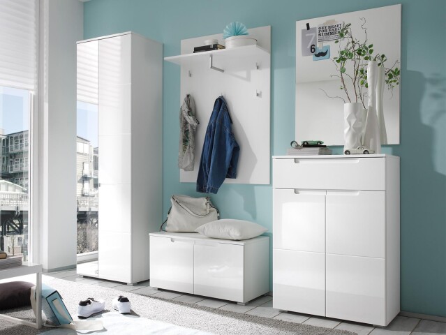 Garderoben-Set >Suzette< in Weiß aus MDF - 230x198x40cm (BxHxT)
