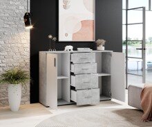 Kommode >Freida< (B/H/T 120 x 82 x 35 cm) in Beton - 120x82x35cm (BxHxT)