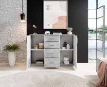 Kommode >Freida< (B/H/T 120 x 82 x 35 cm) in Beton - 120x82x35cm (BxHxT)