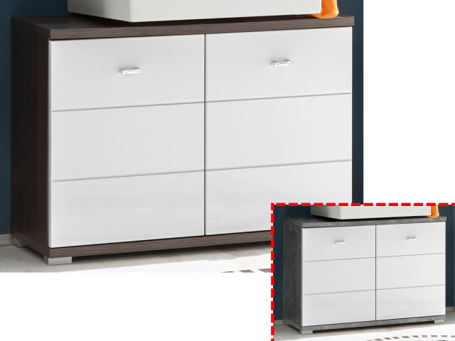 Waschbeckenunterschrank >Peter< in Weiß tiefzieh Hochglanz - 80x57x30 (BxHxT)