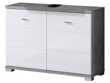 Waschbeckenunterschrank >Peter< in Weiß tiefzieh Hochglanz - 80x57x30 (BxHxT)