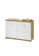 Waschbeckenunterschrank >Peter< in Weiß tiefzieh Hochglanz - 80x57x30 (BxHxT)
