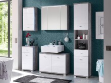 Waschbeckenunterschrank >Peter< in Weiß tiefzieh Hochglanz - 80x57x30 (BxHxT)