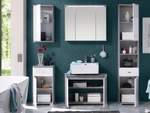 Waschbeckenunterschrank >Peter< in Weiß tiefzieh Hochglanz - 80x57x30 (BxHxT)