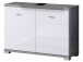 Waschbeckenunterschrank >Peter< in Weiß tiefzieh Hochglanz - 80x57x30 (BxHxT)