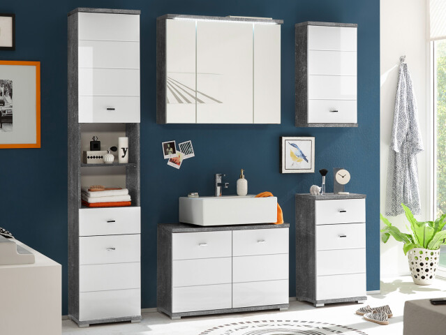 Badezimmer-Set >Peter< in Beton aus MDF - 176x190x30cm (BxHxT)