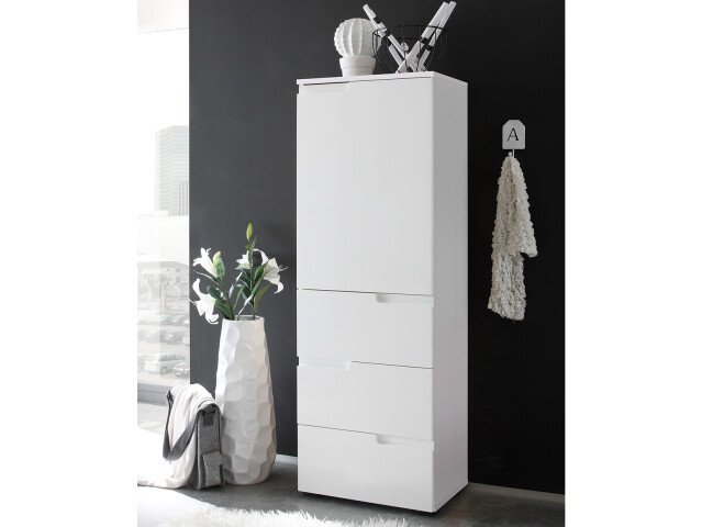 Aktenschrank >Suzette< in Weiß aus MDF - 50x145x35cm (BxHxT)