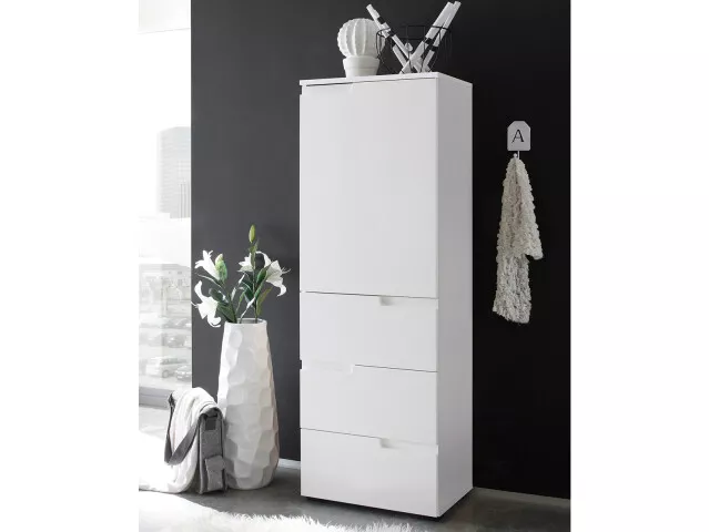 Aktenschrank >Suzette< in Weiß aus MDF - 50x145x35cm (BxHxT)