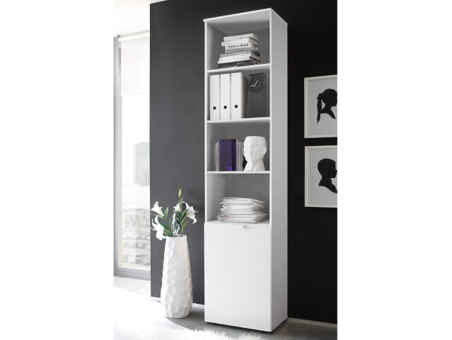 Regal >Suzette< in Weiß aus MDF - 50x216x35cm (BxHxT)