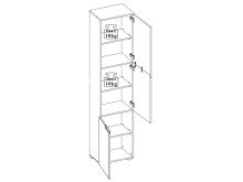 Aktenschrank >Suzette< in Weiß aus MDF - 50x216x35cm (BxHxT)