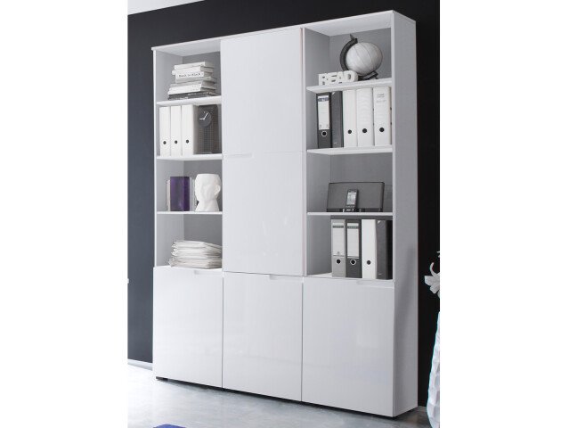 Büro-Set >Suzette< (3-teilig) in Weiß aus MDF - 150x216x35cm (BxHxT)