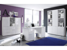 Büro-Set >Suzette< (3-teilig) in Weiß aus MDF - 150x145x35cm (BxHxT)