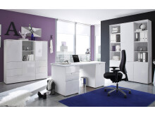 Büro-Set >Suzette< (7-teilig) in Weiß aus MDF - 158x76x35cm (BxHxT)