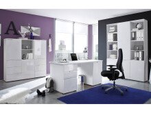 Büro-Set >Suzette< (7-teilig) in Weiß aus MDF - 158x76x35cm (BxHxT)