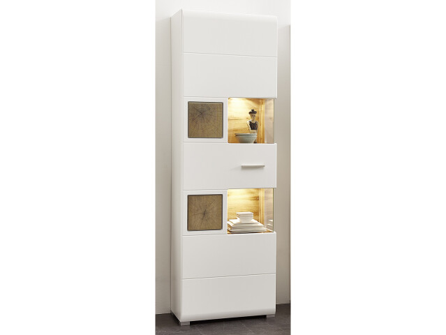 Vitrine >Kathlin< in Weiß matt aus Metall - 65x205x37cm (BxHxT)