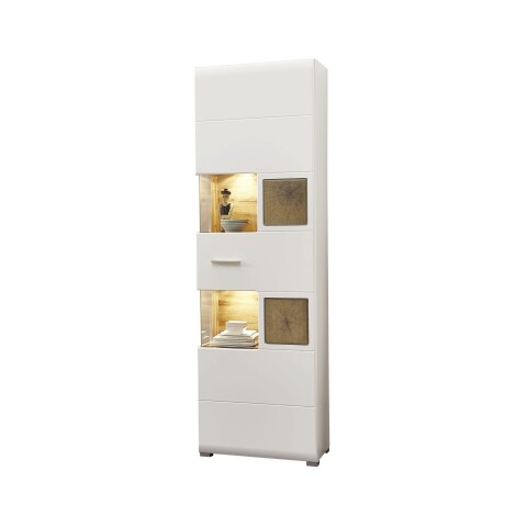Vitrine >Kathlin< in Weiß matt aus Metall - 65x205x37cm (BxHxT)