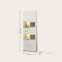 Vitrine >Kathlin< in Weiß matt aus Metall - 65x205x37cm (BxHxT)