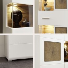 Vitrine >Kathlin< in Weiß matt aus Metall - 65x205x37cm (BxHxT)