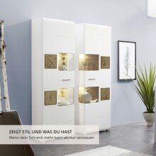 Vitrine >Kathlin< in Weiß matt aus Metall - 65x205x37cm (BxHxT)