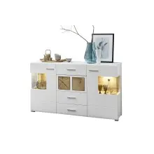 Sideboard >Kathlin< in Weiß/Matt aus Metall -...