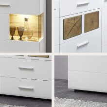 Sideboard >Kathlin< in Weiß/Matt aus Metall - 170x94x42cm (BxHxT)