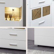 Sideboard >Kathlin< in Weiß/Matt aus Metall - 170x94x42cm (BxHxT)
