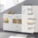 Sideboard >Kathlin< in Weiß/Matt aus Metall - 170x94x42cm (BxHxT)