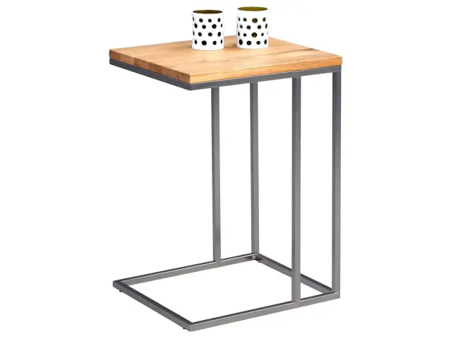 Beistelltisch >Rita I< in Wildeiche aus Metall - 38x62x43cm (BxHxT)