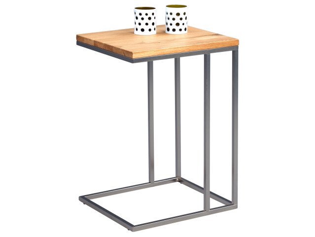 Beistelltisch >Rita I< in Wildeiche aus Metall - 38x62x43cm (BxHxT)