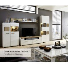 Wohnwand >Kathlin II< in Weiß/Matt aus Metall - 325x205x47cm (BxHxT)