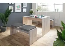 Essgruppe >Bellevue I< (3-teilig) 1x Esszimmertisch und 2x Esszimmerbänken