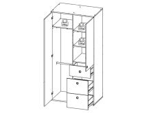 Kleiderschrank >Floris< in Sonoma-Eiche - 90x191x53cm (BxHxT)