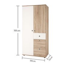 Kleiderschrank >Floris< in Sonoma-Eiche - 90x191x53cm (BxHxT)