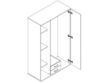 Kleiderschrank >Kitty I< in Weiß - 120x197x53cm (BxHxT)