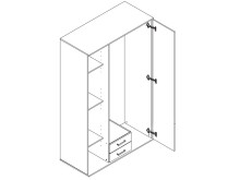Kleiderschrank >Kitty I< in Weiß - 120x197x53cm (BxHxT)