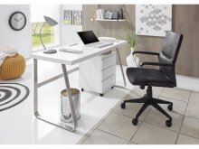 Schreibtisch >Boise< in Weiß/Matt aus Metall - 140x75x60cm (BxHxT)