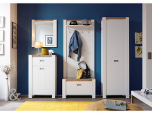Garderobenschrank >Mio< in Weiß aus MDF - 64x196x41cm (BxHxT)