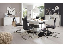 Highboard >Trento I< in Weiß/Hochglanz aus Metall - 154x121x45cm (BxHxT)