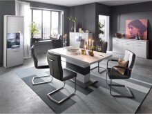 Highboard >Trento I< in Weiß/Hochglanz aus Metall - 154x121x45cm (BxHxT)