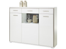 Highboard >Trento I< in Weiß/Hochglanz aus Metall - 154x121x45cm (BxHxT)