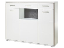 Highboard >Trento I< in Weiß/Hochglanz aus Metall - 154x121x45cm (BxHxT)