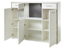 Highboard >Trento I< in Weiß/Hochglanz aus Metall - 154x121x45cm (BxHxT)