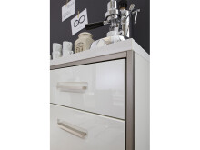 Highboard >Trento I< in Weiß/Hochglanz aus Metall - 154x121x45cm (BxHxT)