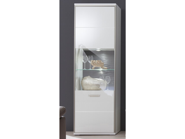 Vitrine >Trento I< in Weiß/Hochglanz aus Metall - 64x201x38cm (BxHxT)