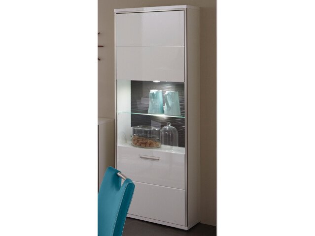 Vitrine >Trento I< in Weiß/Hochglanz aus Metall - 64x201x38cm (BxHxT)
