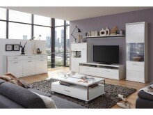 Vitrine >Trento I< in Weiß/Hochglanz aus Metall - 64x201x38cm (BxHxT)